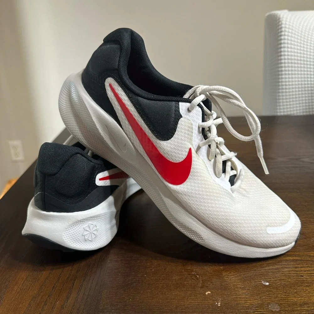 Nike Black‎ and White Sneakers with Red Swoosh